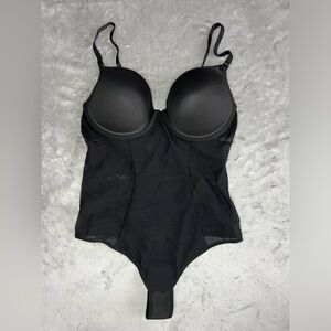 Women’s Black Shapewear Bodysuit with Built-In Bra – Size L